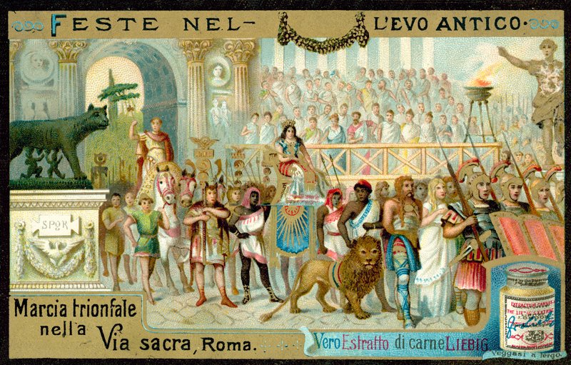Triumphal march along the Via Sacra, Rome by European School