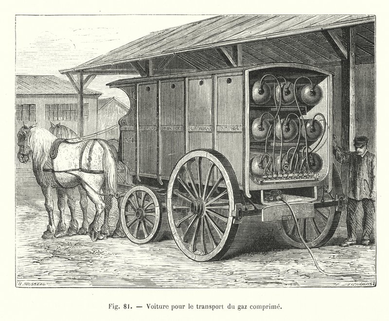 Car for Compressed Gas Transport (engraving) by European School