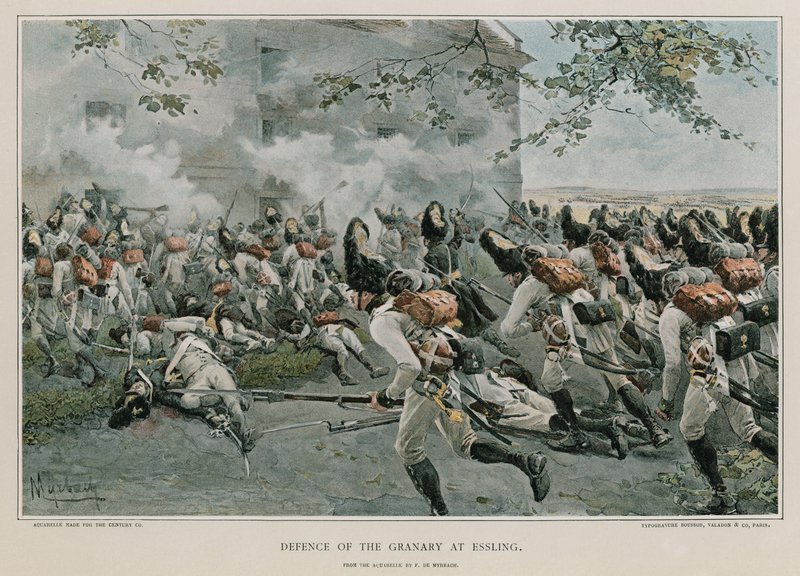 Defence of the Granary at Essling by Felicien baron de Myrbach Rheinfeld
