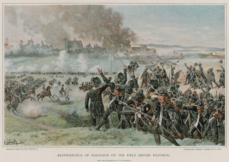 Reappearance of Napoleon on the Field Before Ratisbon by Felicien baron de Myrbach-Rheinfeld