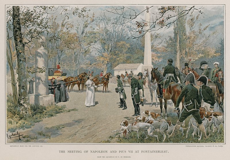 The meeting of Napoleon and Pius VII at Fontainbleau by Felicien baron de Myrbach Rheinfeld
