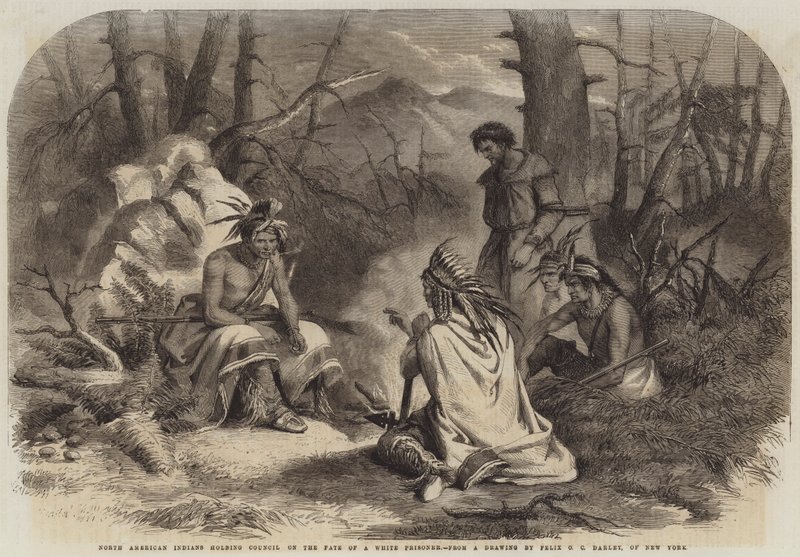 North American Indians Holding Council on the Fate of a White Prisoner by Felix Octavius Carr Darley