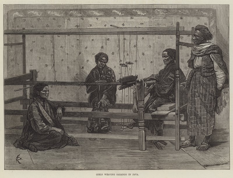Girls Weaving Sarango in Java by Felix Regamey