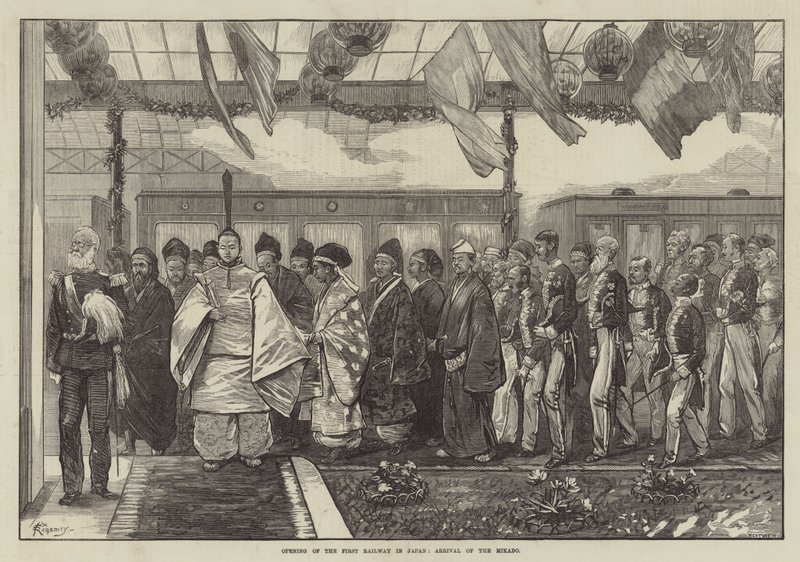 Opening of the First Railway in Japan, Arrival of the Mikado by Felix Regamey