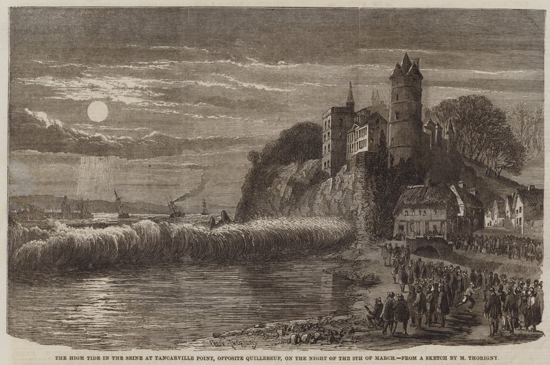 The High Tide in the Seine at Tancarville Point, opposite Quillebeuf, on the Night of the 9 March by Felix Thorigny