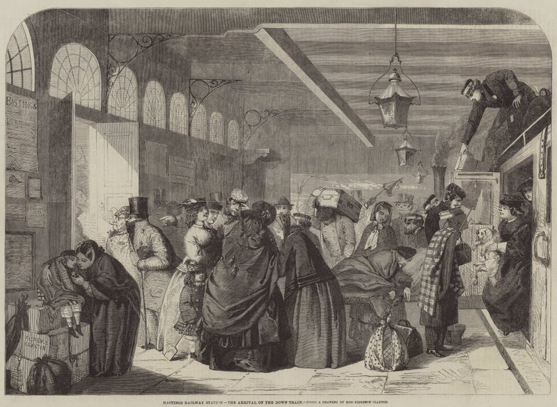 Hastings Railway Station, the Arrival of the Down-Train by Florence Claxton