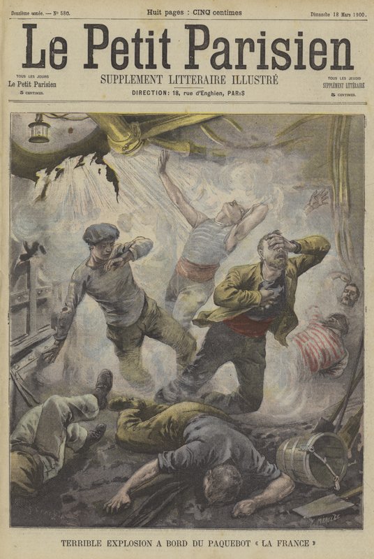 Terrible explosion on board the steamship La France by Fortune Louis Meaulle