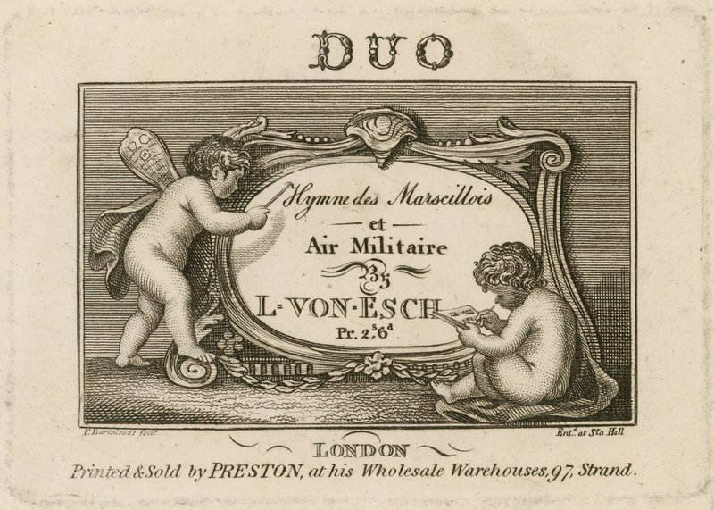 Title Plate for Hymn des Marscillois et Air Militaire by Francesco Bartolozzi