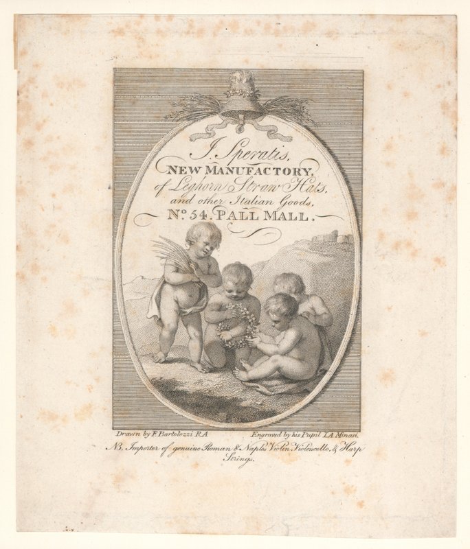 Trade card, J Speratis by Francesco Bartolozzi
