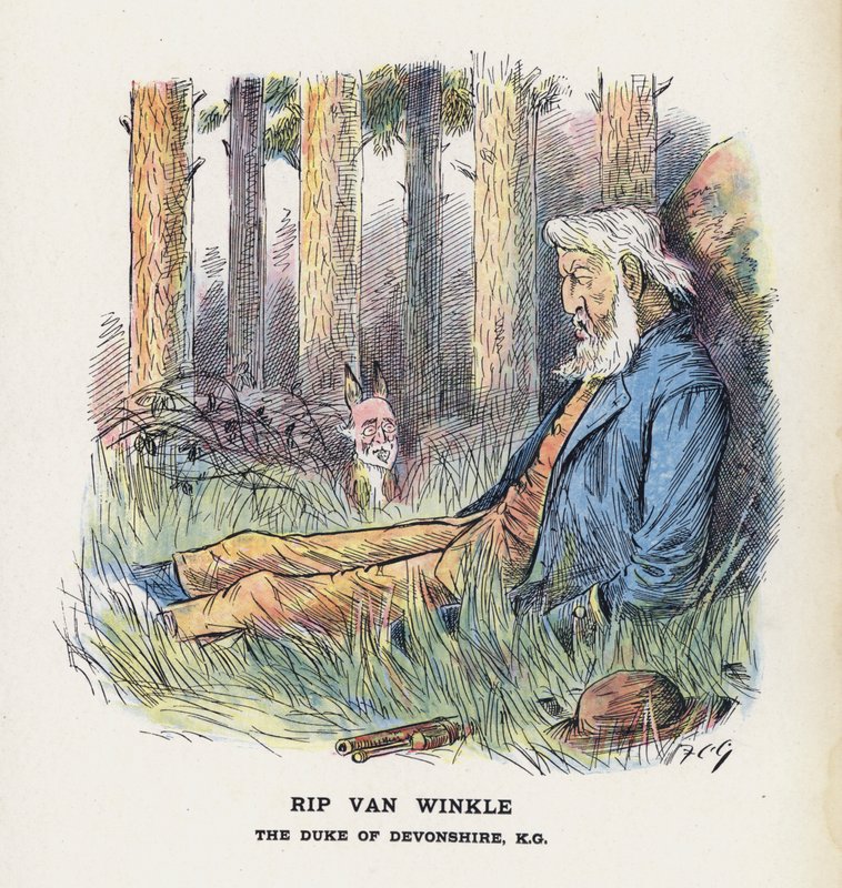 Rip Van Winkle, The Duke of Devonshire (color lithograph) by Francis Carruthers Gould