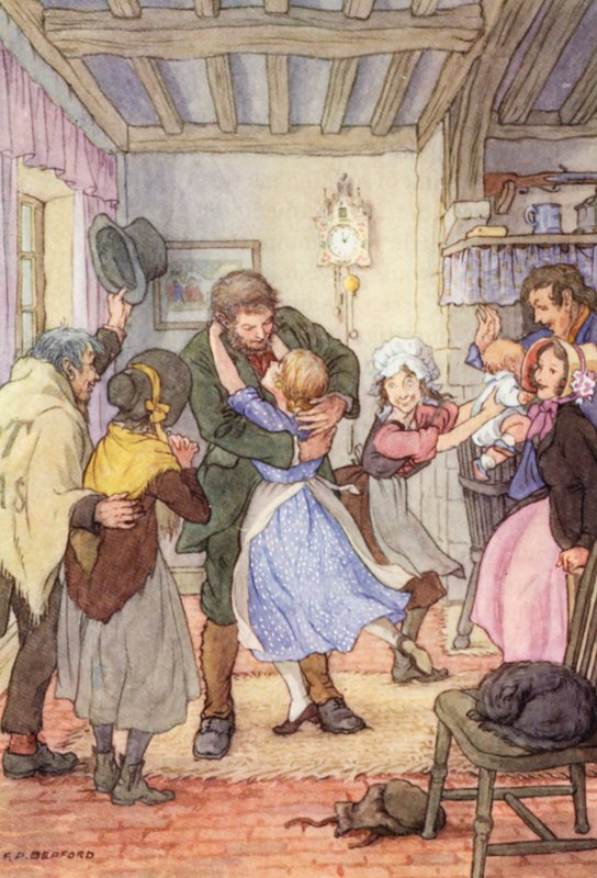 Illustration for The Cricket on the Hearth by Charles Dickens by Francis Donkin Bedford