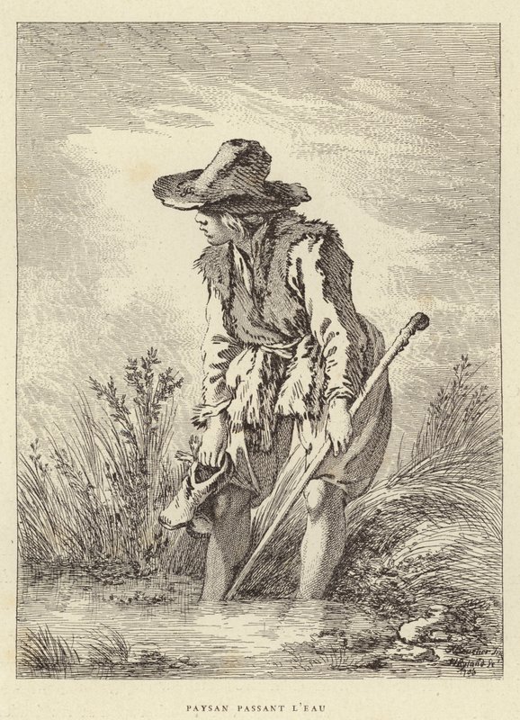 Peasant Crossing the Water by Francois (after) Boucher
