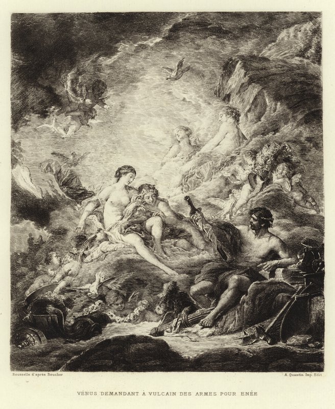 Venus Asking Vulcan for Arms for Aeneas (engraving) by Francois (after) Boucher