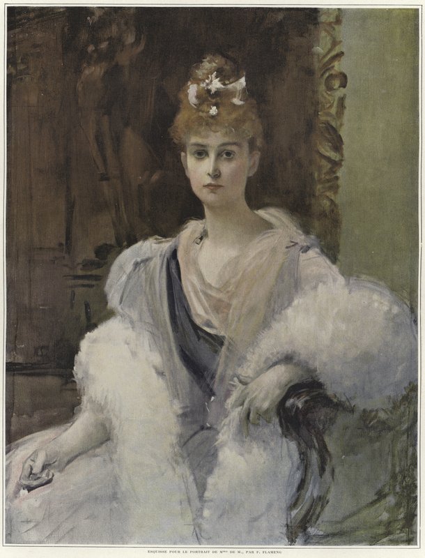 Sketch for a Portrait of Mme de M by Francois Flameng
