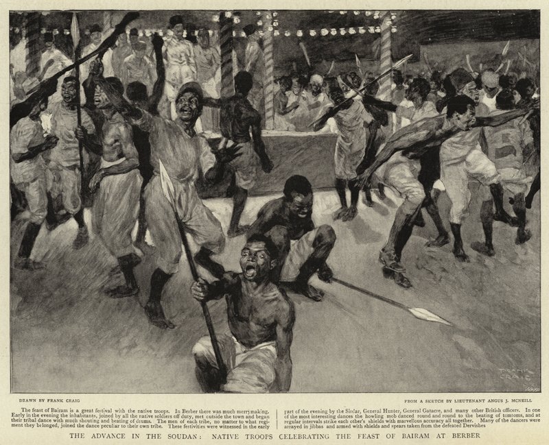 The Advance in the Soudan, Native Troops Celebrating the Feast of Bairam at Berber by Frank Craig