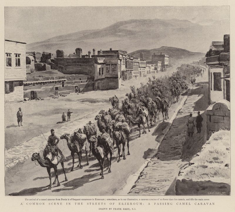 A Common Scene in the Streets of Erzeroum, a passing Camel Caravan by Frank Dadd