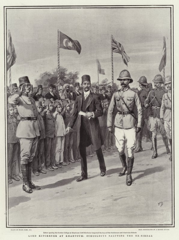 Lord Kitchener at Khartoum, Schoolboys Saluting the Ex-Sirdar by Frank Dadd