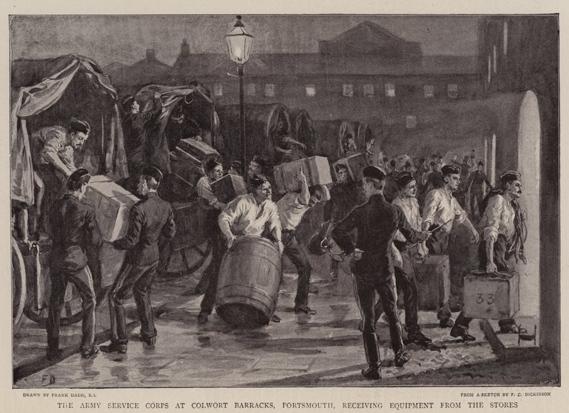 The Army Service Corps at Colwort Barracks, Portsmouth, Receiving Equipment from the Stores by Frank Dadd