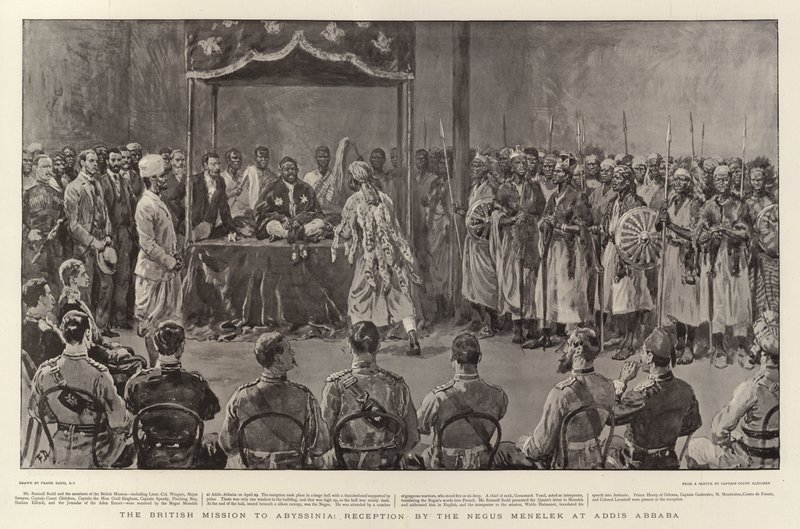 The British Mission to Abyssinia, Reception by the Negus Menelek at Addis Abbaba by Frank Dadd