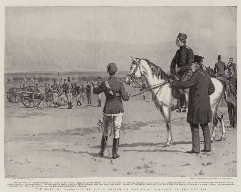 The Duke of Cambridge in Egypt, Review of the Cairo Garrison by the Khedive by Frank Dadd