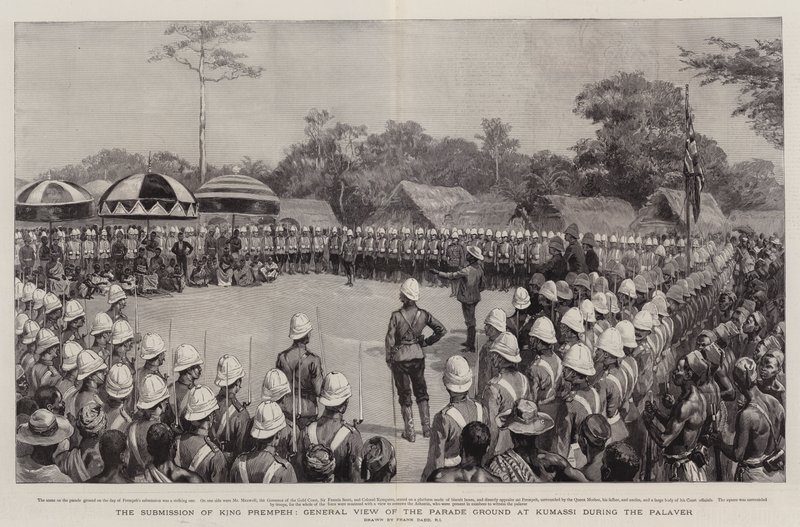The Submission of King Prempeh, General View of the Parade Ground at Kumassi During the Palaver by Frank Dadd