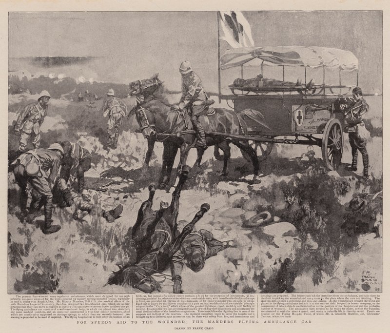 For Speedy Aid to the Wounded, the Manders Flying Ambulance Car by Frank Craig