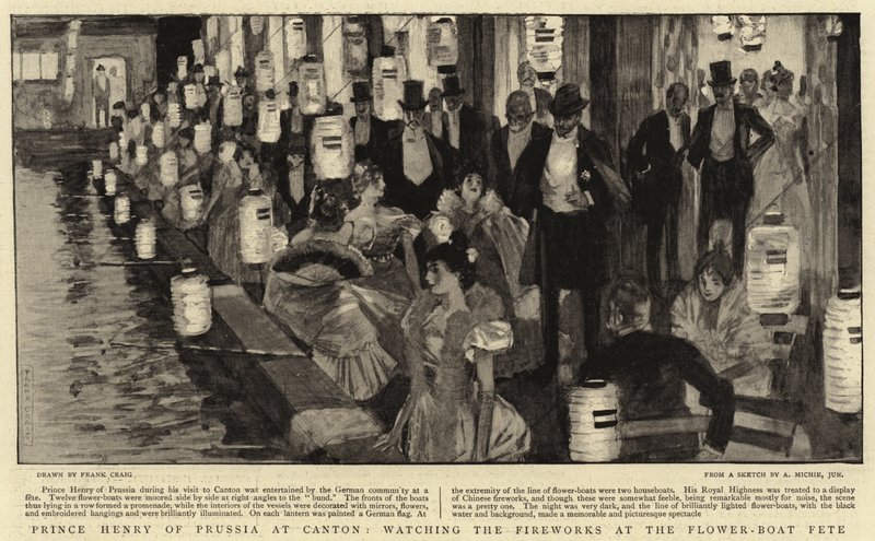 Prince Henry of Prussia at Canton, watching the Fireworks at the Flower-Boat Fete by Frank Craig
