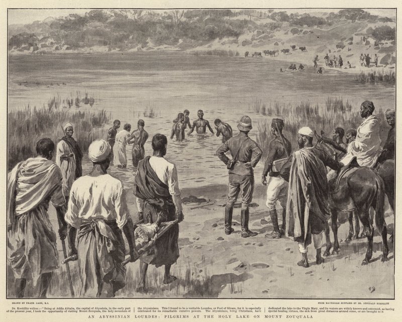 An Abyssinian Lourdes, Pilgrims at the Holy Lake on Mount Zouquala by Frank Dadd