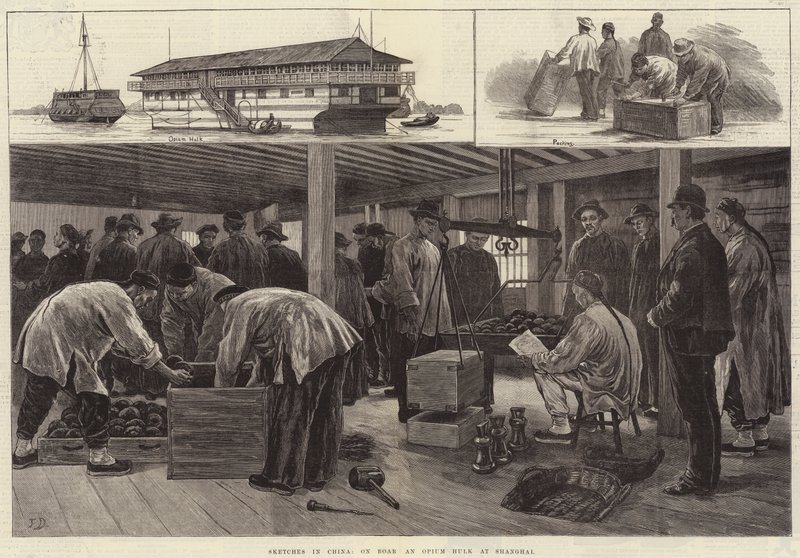 Sketches in China, on Board an Opium Hulk at Shanghai by Frank Dadd