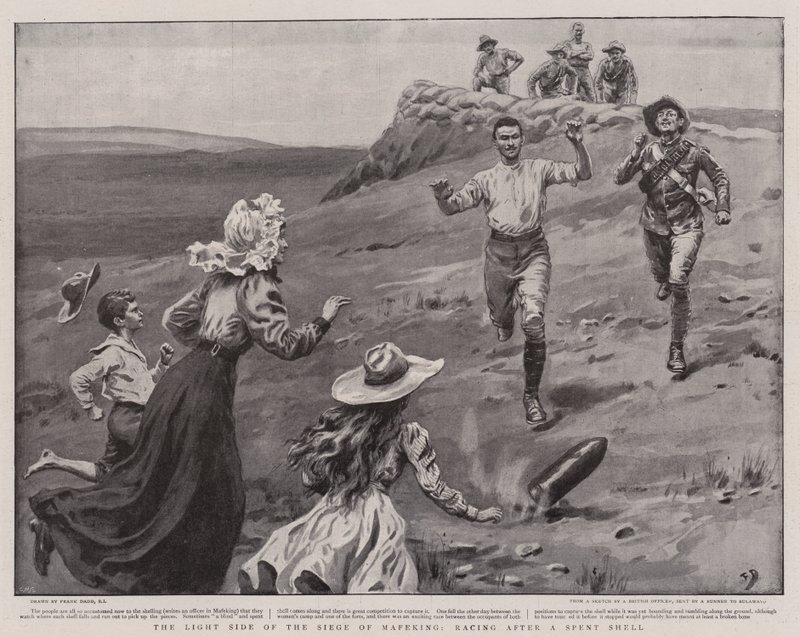 The Light Side of the Siege of Mafeking, Racing after a Spent Shell by Frank Dadd