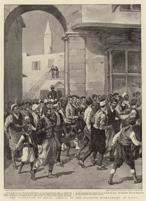 The Occupation of Crete, arrival of the Seaforth Highlanders at Canea by Frank Dadd