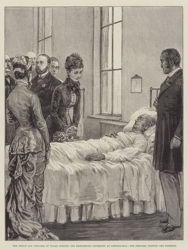 The Prince and Princess of Wales Opening the Marylebone Infirmary at Notting-Hill, the Princess Visiting the Patients by Frank Dadd