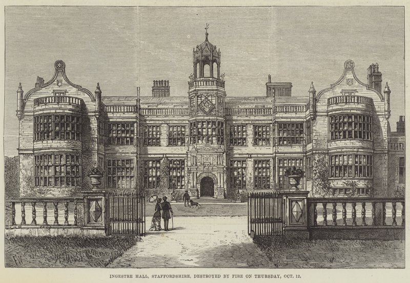 Ingestre Hall, Staffordshire, Destroyed by Fire on Thursday, 12 October by Frank Watkins