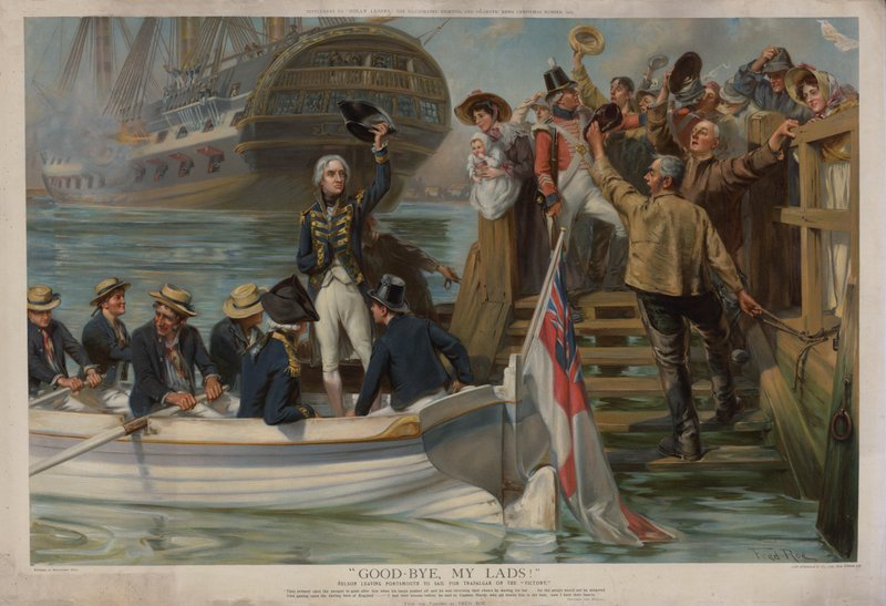 Nelson Leaving Portsmouth to Sail for Trafalgar on the Victory by Fred Roe