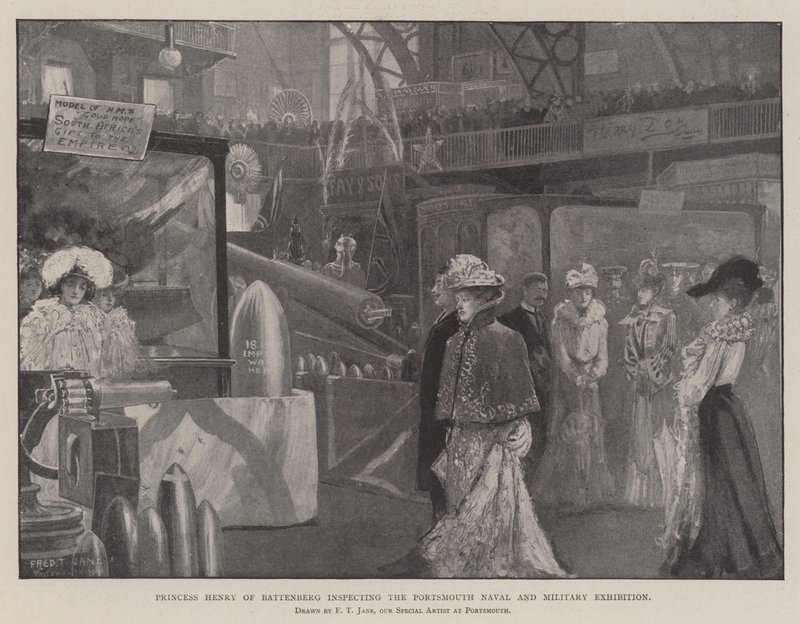 Princess Henry of Battenberg inspecting the Portsmouth Naval and Military Exhibition by Fred T. Jane