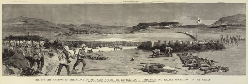 The British Position in the Gorge of Abu Klea After the Battle, 17 January, the Fighting Square Advancing to the Wells by Frederic Villiers