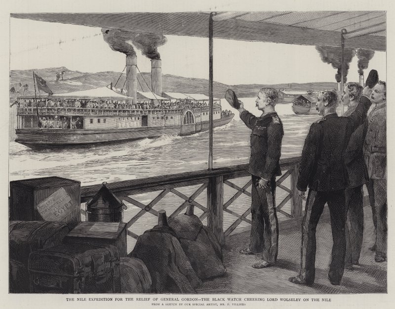 The Nile Expedition for the Relief of General Gordon, the Black Watch Cheering Lord Wolseley on the Nile by Frederic Villiers