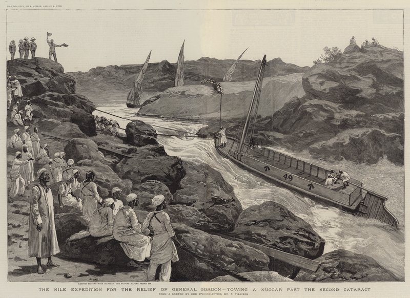 The Nile Expedition for the Relief of General Gordon, Towing a Nuggar Past the Second Cataract by Frederic Villiers