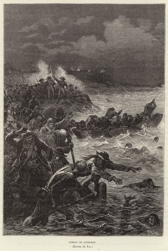 Supporters of the Chouannerie and the Vendee uprising attempting to flee Republican forces at Quiberon, France, French Revolution by Frederic Theodore Lix