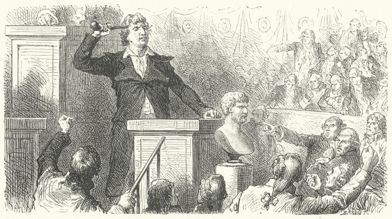Jean-Paul Marat at the Tribune of the National Convention, 1792 by Frederic Theodore after Lix