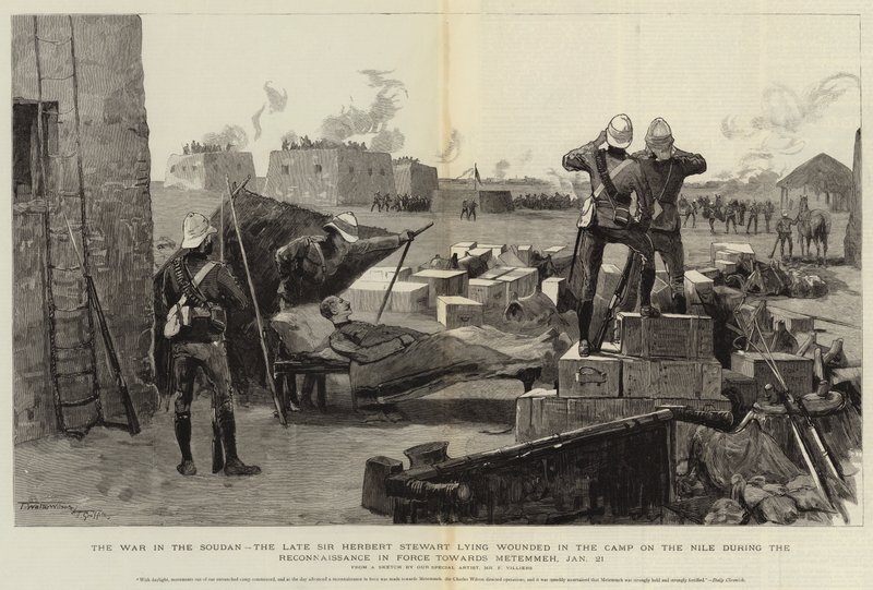 The War in the Soudan, the Late Sir Herbert Stewart lying wounded in the Camp on the Nile during the Reconnaissance in Force towards Metemmeh, 21 January by Frederic Villiers
