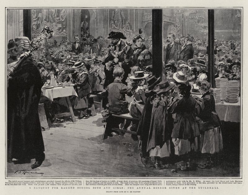 A Banquet for Ragged School Boys and Girls, the Annual Dinner given at the Guildhall by Frederic de Haenen