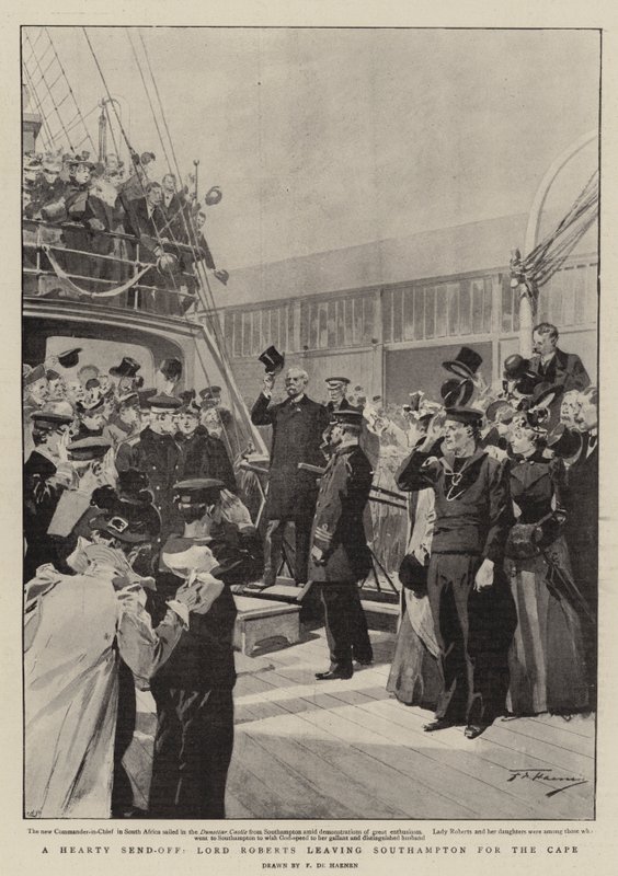 A Hearty Send-off, Lord Roberts leaving Southampton for the Cape by Frederic de Haenen