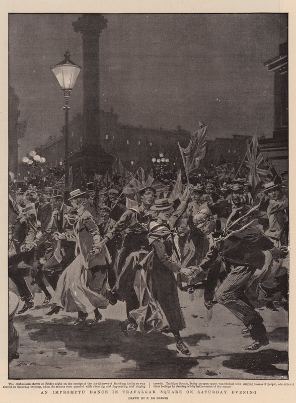 An Impromptu Dance in Trafalgar Square on Saturday Evening by Frederic de Haenen