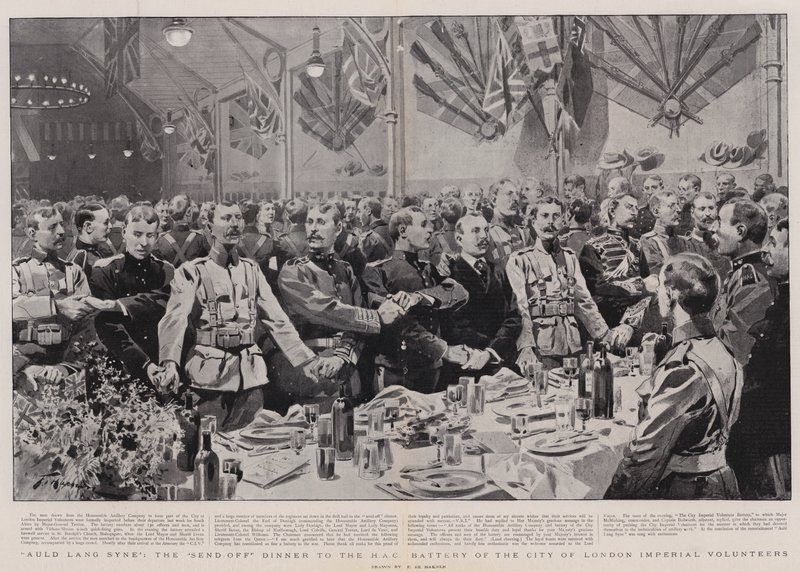 Auld Lang Syne, the Send-off Dinner to the HAC Battery of the City of London Imperial Volunteers by Frederic de Haenen
