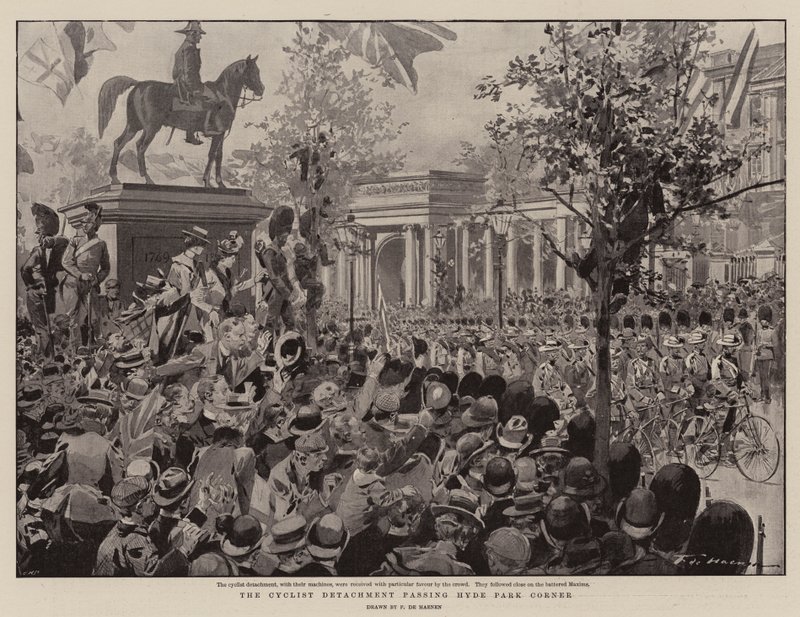 The Cyclist Detachment Passing Hyde Park Corner by Frederic de Haenen