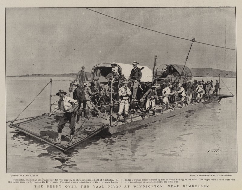 The Ferry over the Vaal River at Windsorton, near Kimberley by Frederic de Haenen