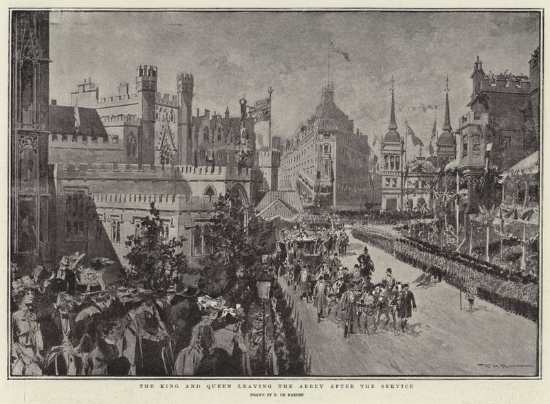 The King and Queen Leaving the Abbey after the Service by Frederic de Haenen