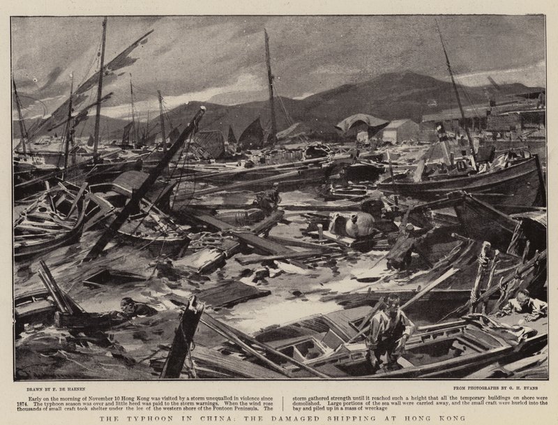 The Typhoon in China, the Damaged Shipping at Hong Kong by Frederic de Haenen