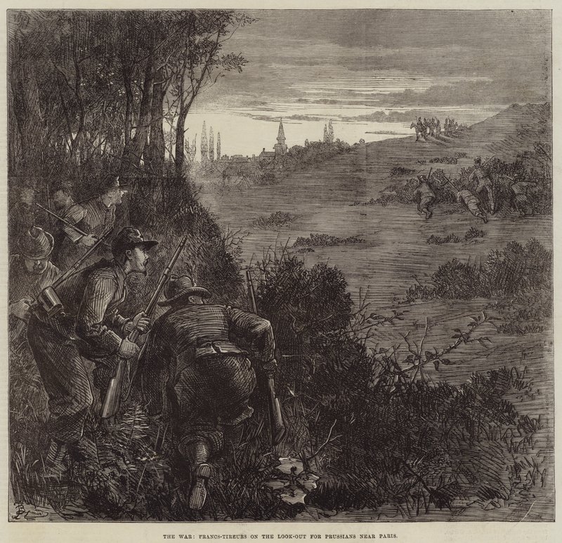 The War, Francs-Tireurs on the Look-out for Prussians near Paris by Frederick Barnard